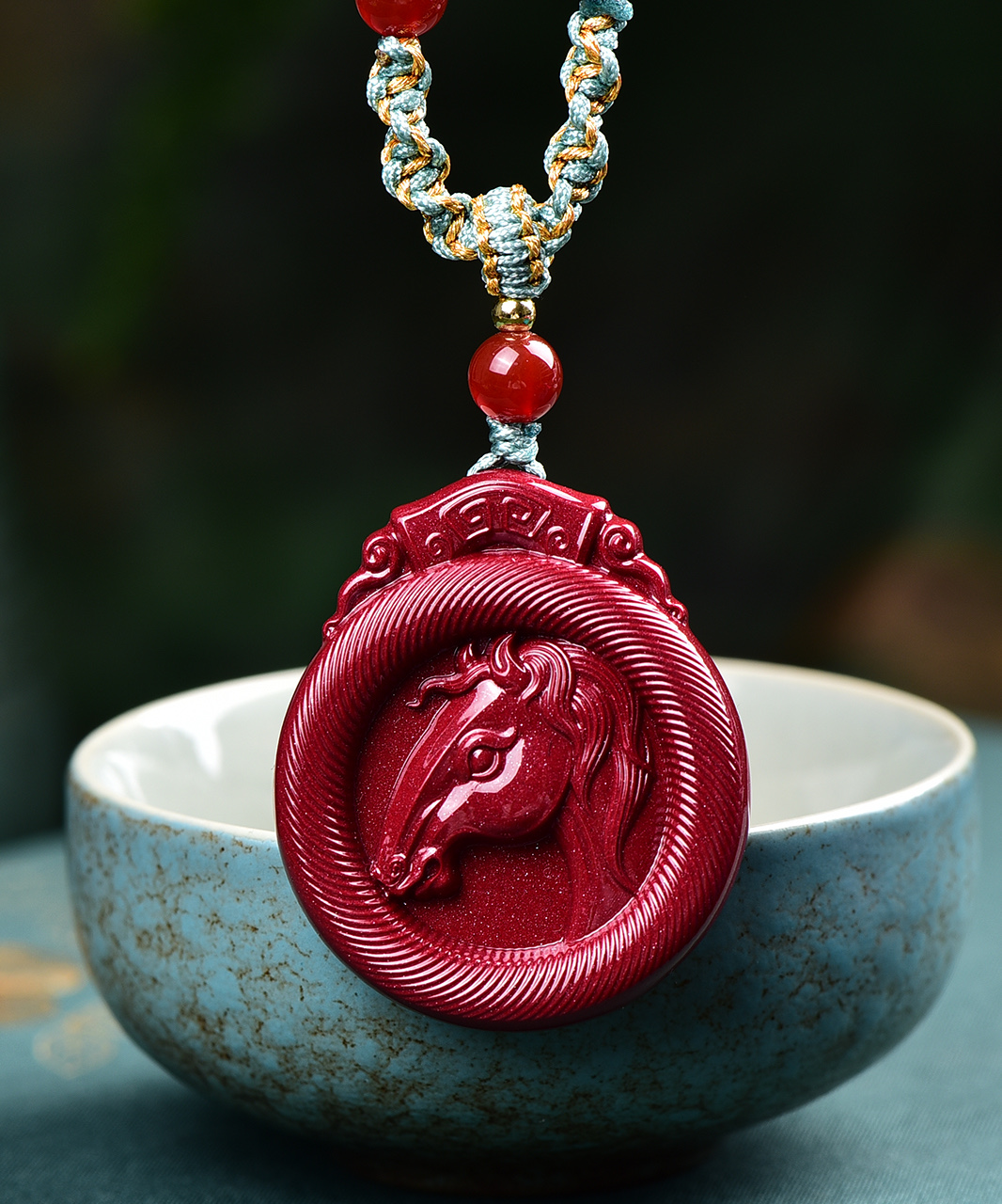 含辰砂工艺品保真高含量朱砂紫金砂马吊坠平安扣男女吊坠 送证书