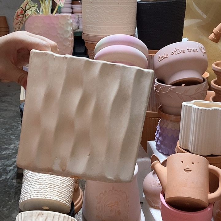 16×14白陶波浪方盆 粗陶1个