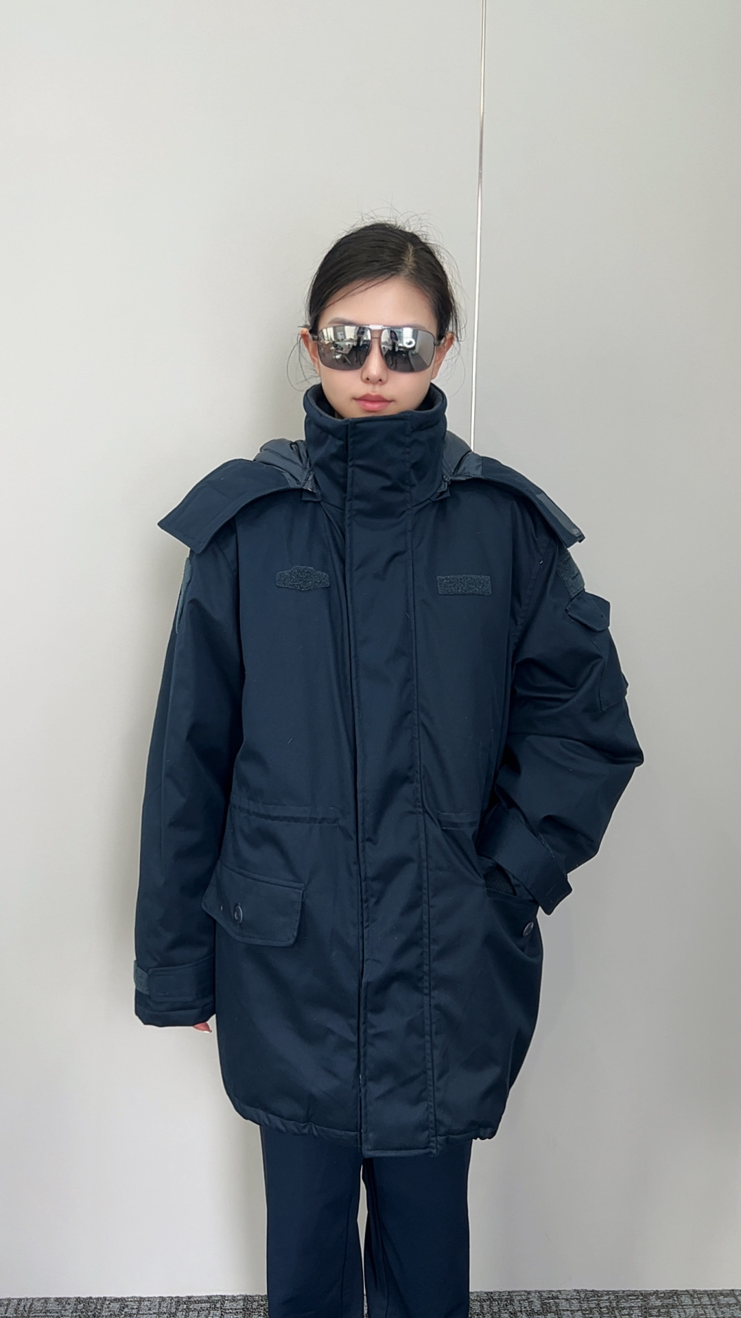 藏青色中长款可拆卸内胆羽绒大男女款衣冬季保暖防风JT羽绒大衣