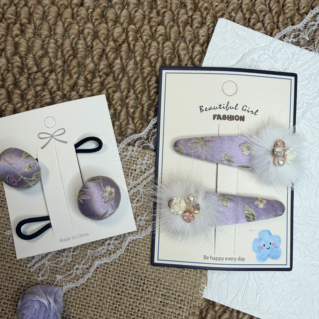 紫花儿童新中式年款不锈钢发夹女童