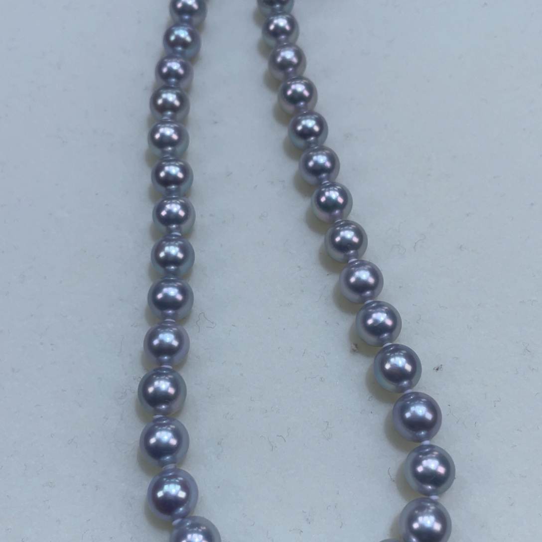 淡水珍珠颈饰银S925镶嵌7-7.5海水真多麻巨干净巨通透！