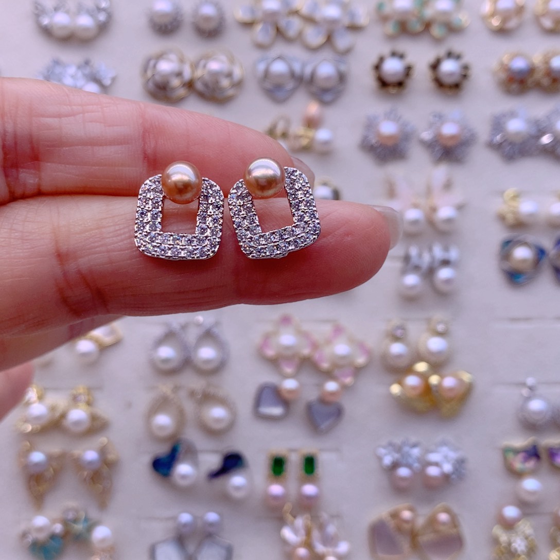 合金淡水珍珠耳饰