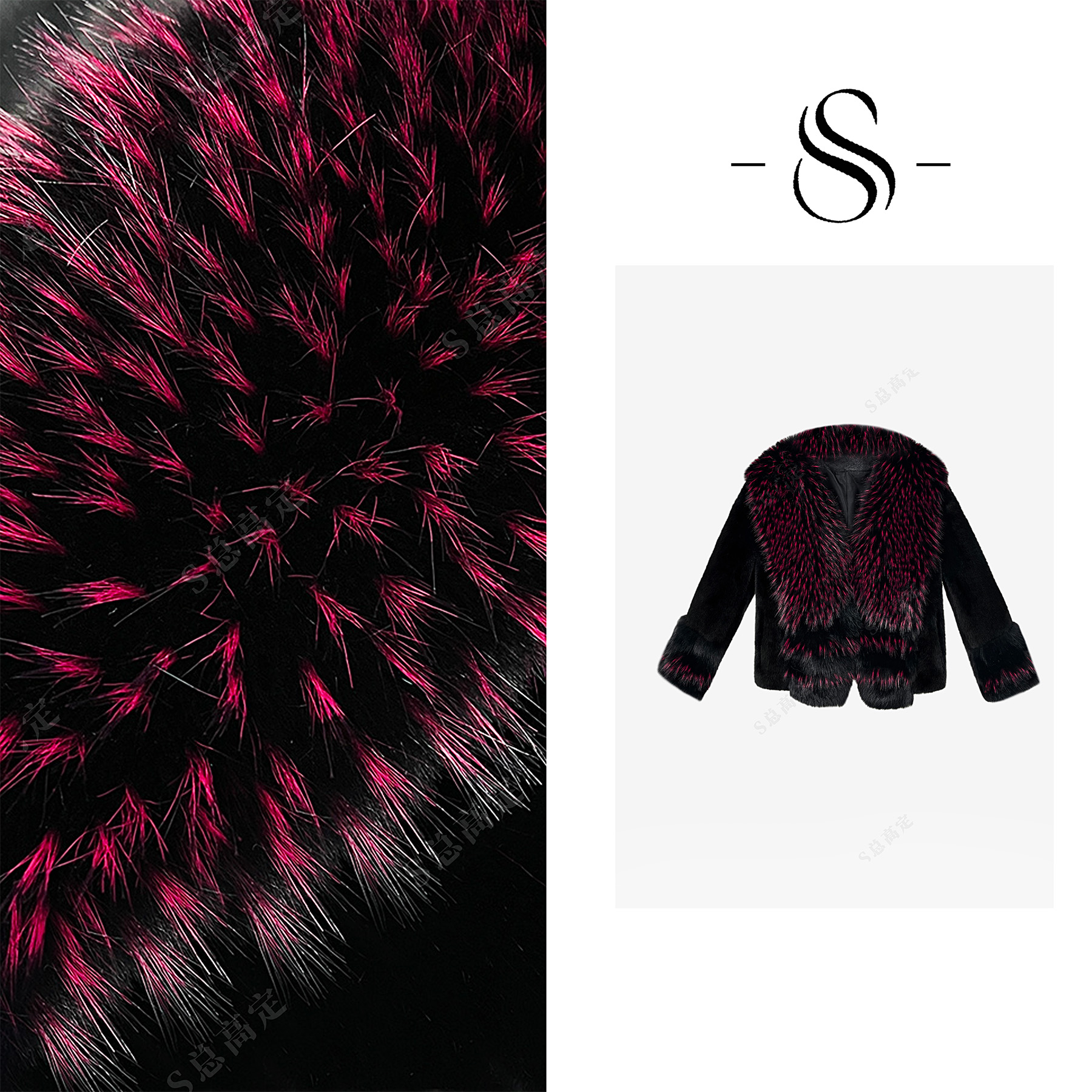 NIMOSHI【倩倩】欧式冬款黑紫撞色喇加绒加厚显瘦保暖外套女D0279