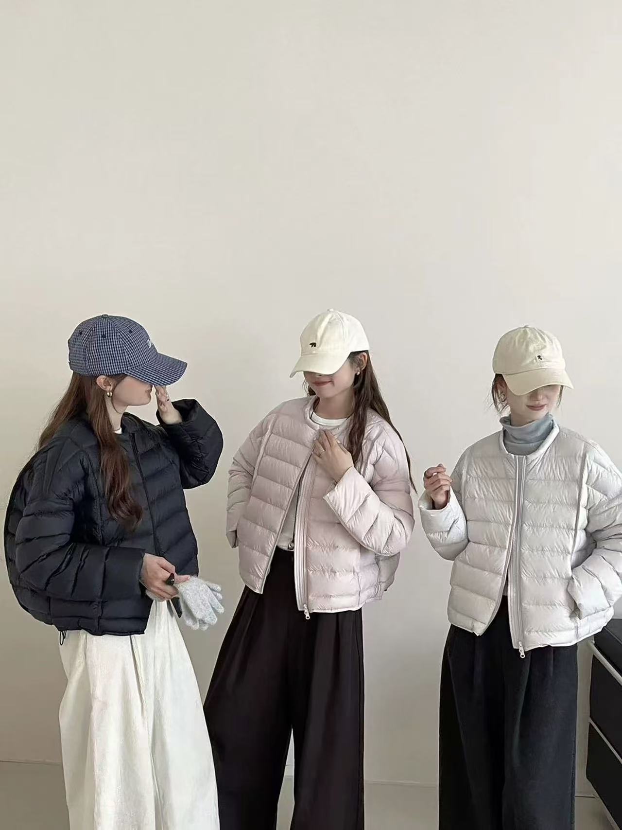 韩版羽绒服女白鸭绒圆领2025秋冬新款小个子时尚短款面包服外套90