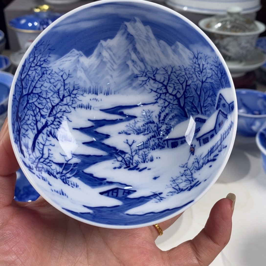 青花雪景主人杯杯