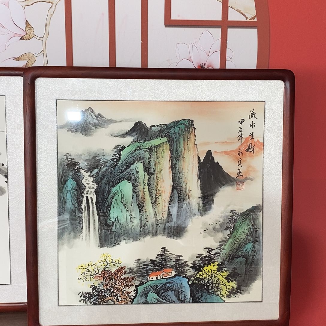 国画带框尺寸63✖️63手绘包邮