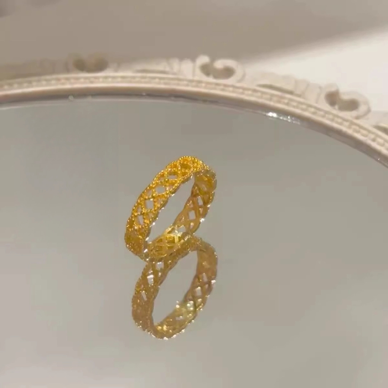 足银戒指 传承纯银镂空花丝戒指有钱花铜钱纹蕾丝指环送女友礼物