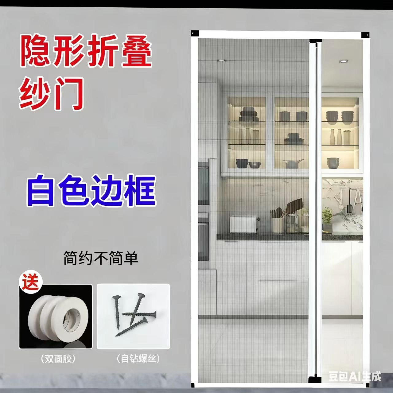 【直播专用改价链接】铝合金免打孔定制推拉隐形纱帘