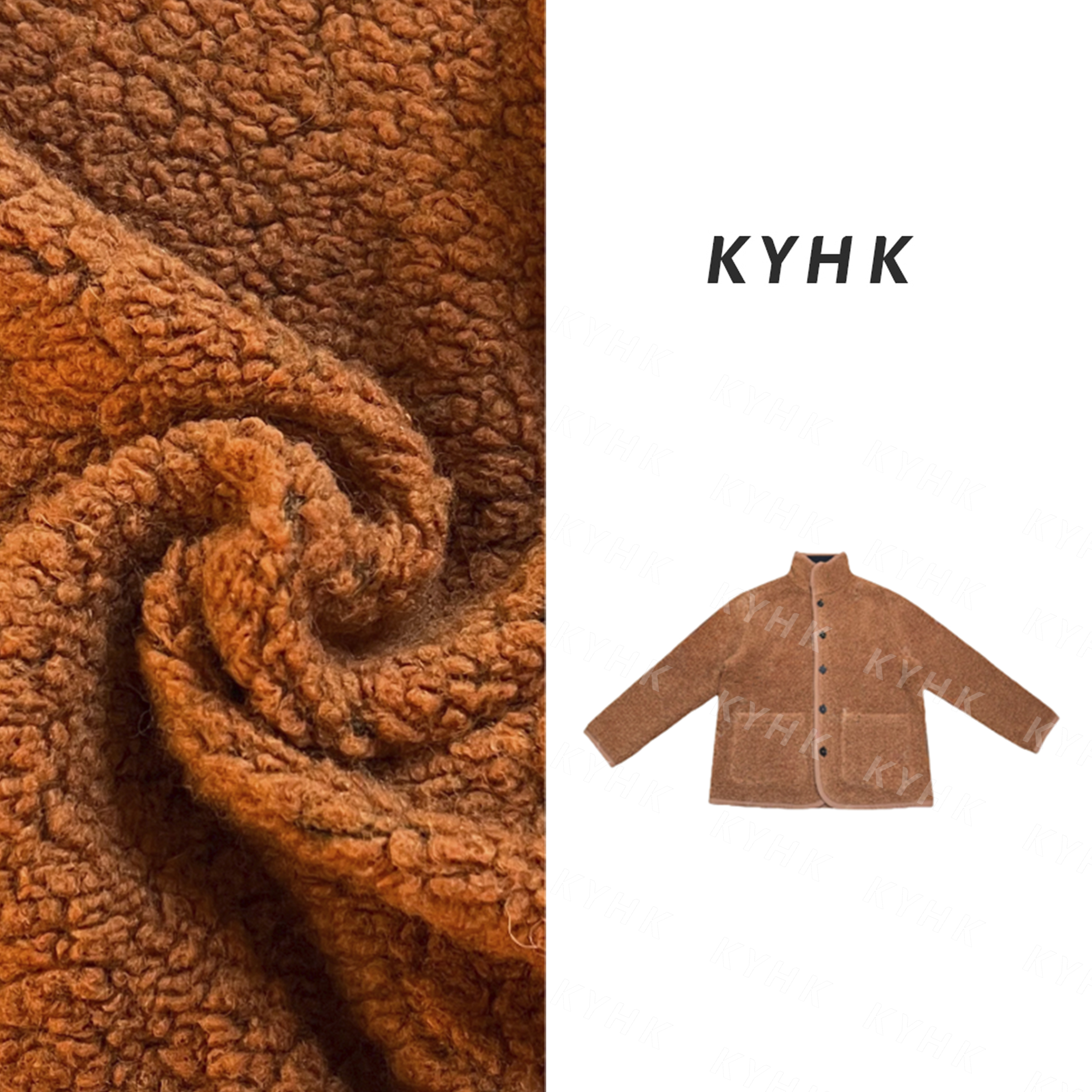 KYHK复古休闲立领立体圈圈混纺夹克外套241085