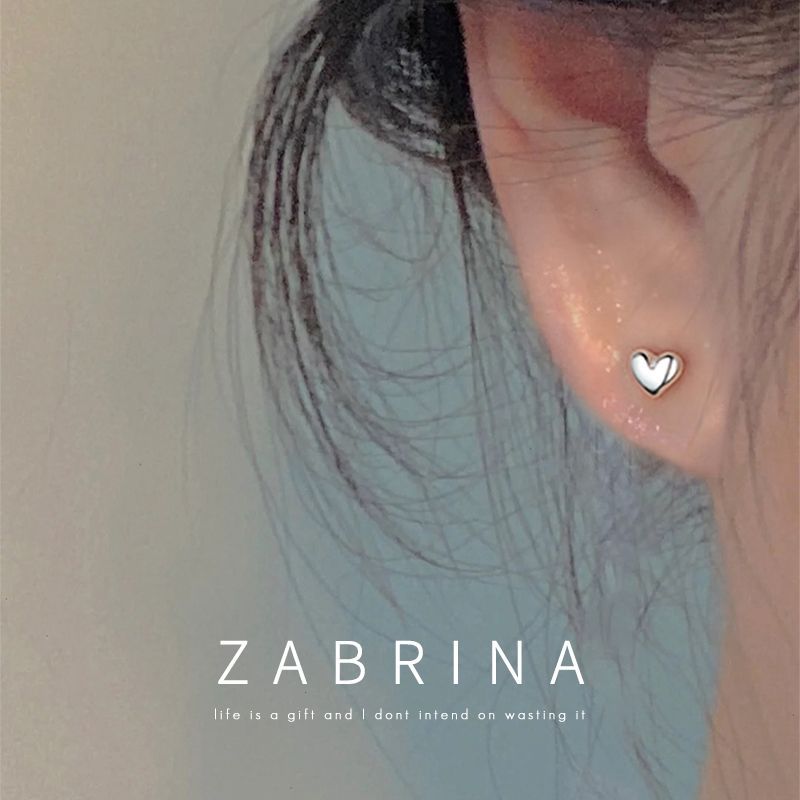 合金合成锆石耳饰  S925银针爱心耳钉女