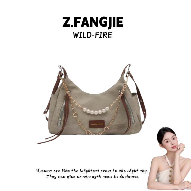 2025新款女包珍珠链条时尚纯色质感大容量设计简约单肩斜挎