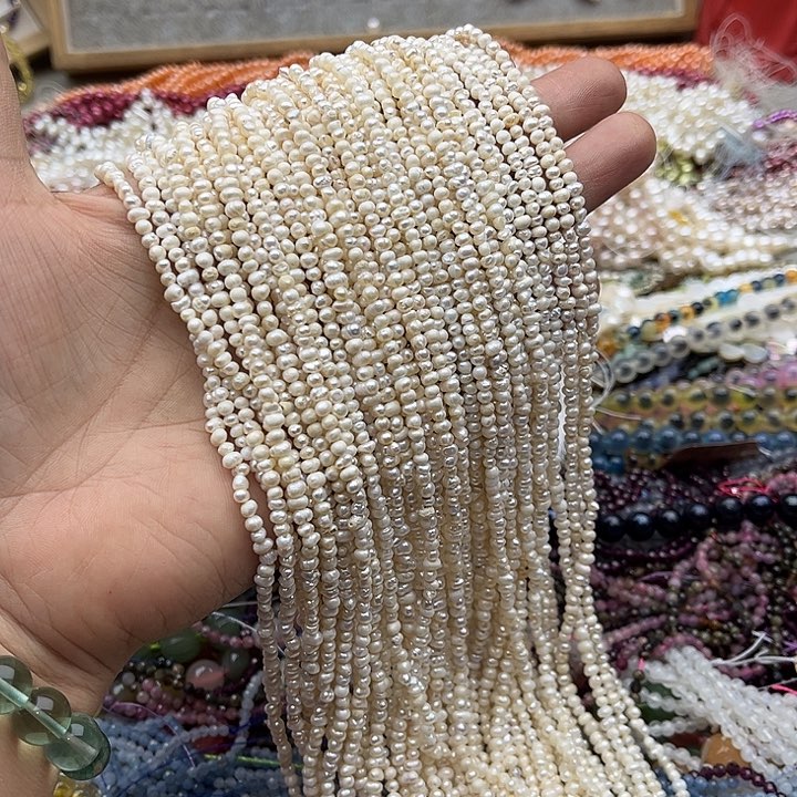玛瑙/玉髓珠宝半成品未镶嵌一条3mm左右哑光珍珠不规则