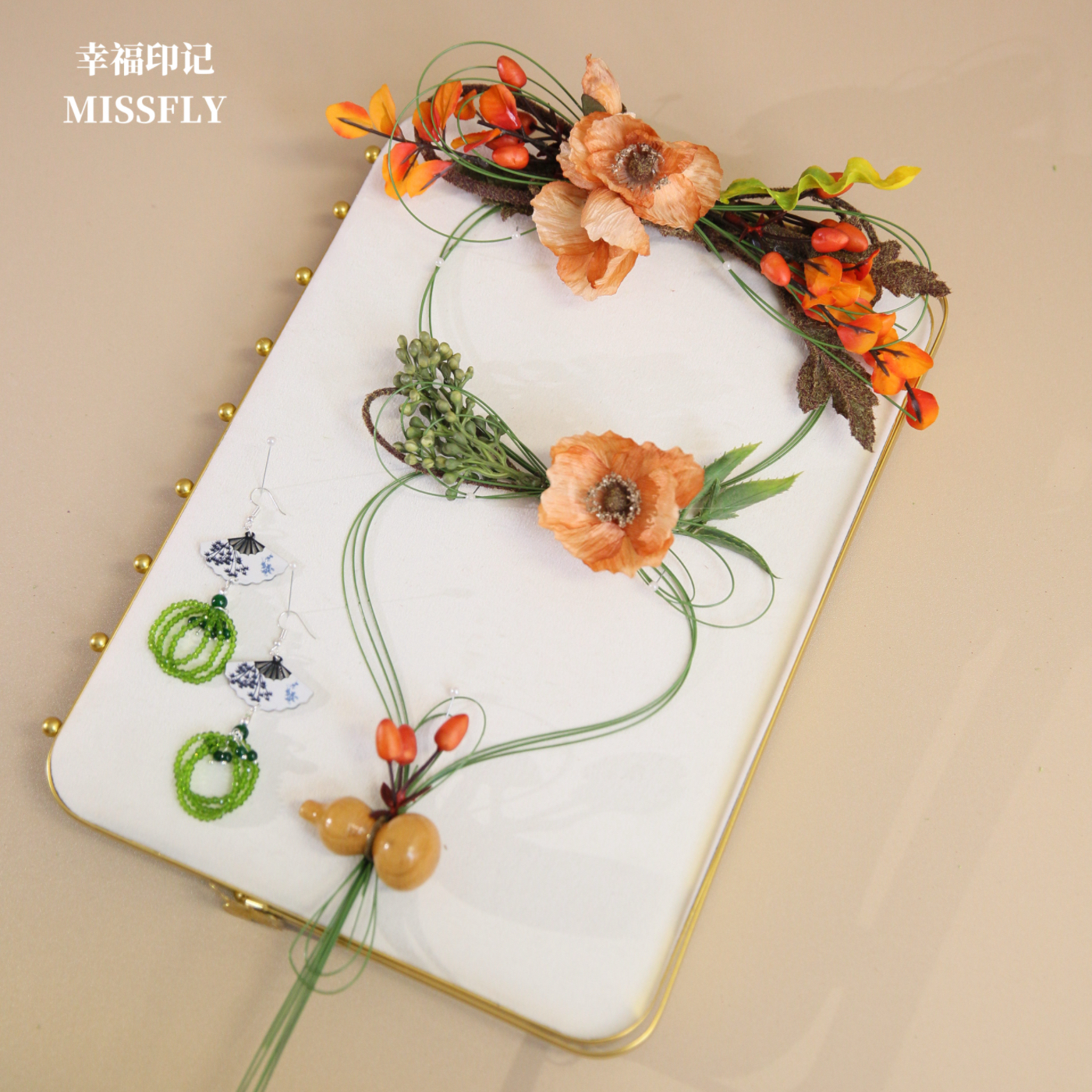 新娘森系后区头饰超仙女婚纱礼服新中式发饰头饰头花旅拍油画风