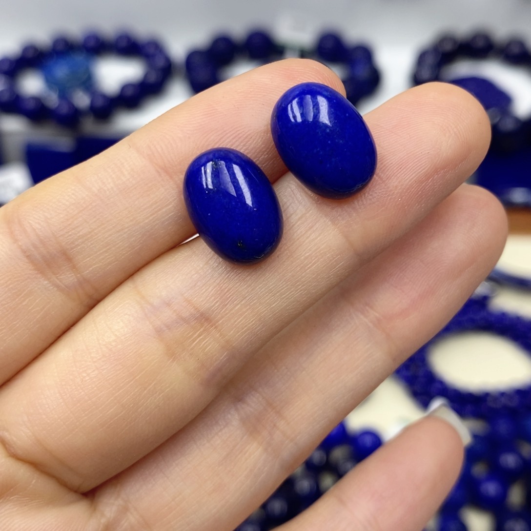 青金石耳饰银S925镶嵌