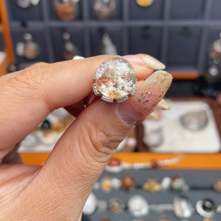 水晶戒指银S925镶嵌1111