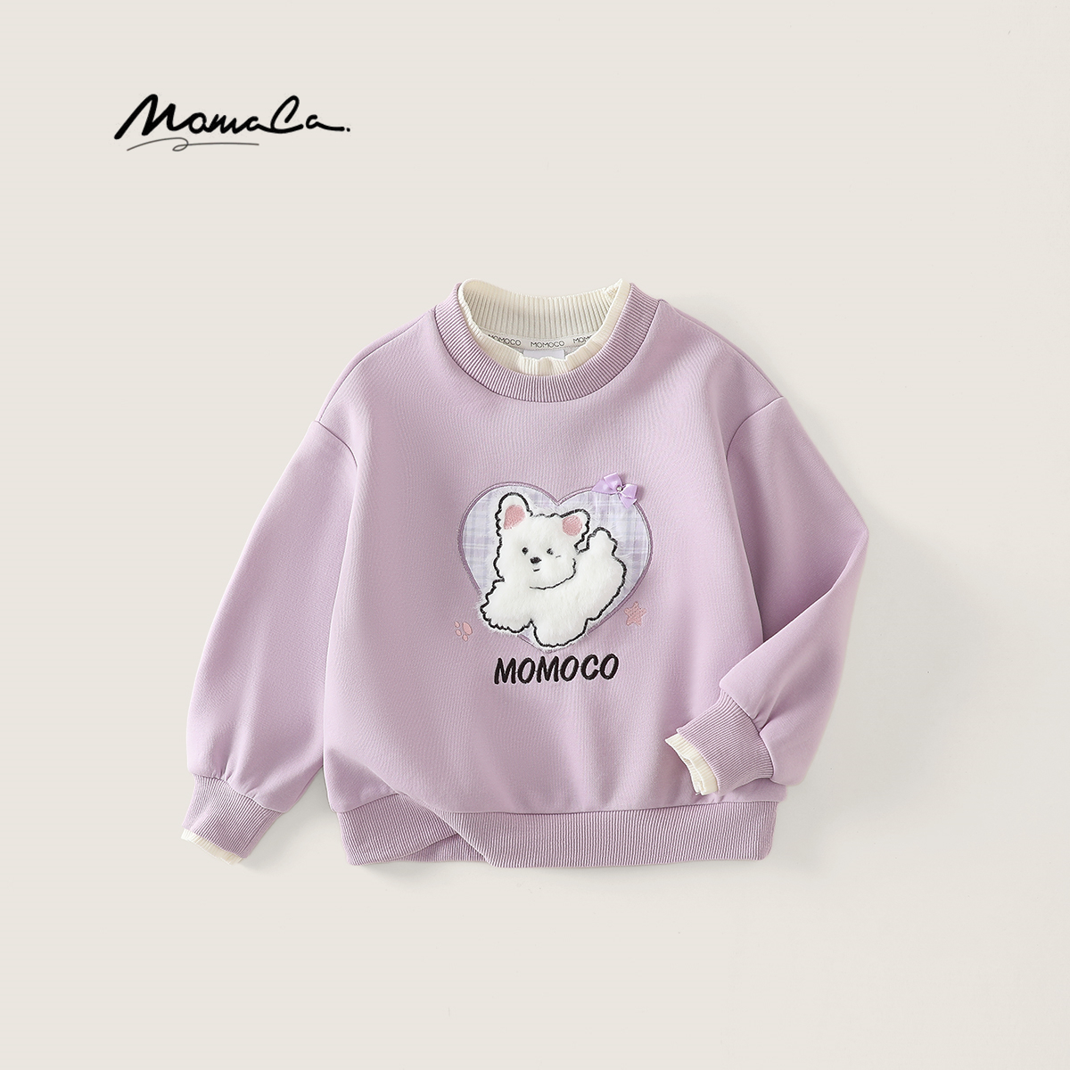 MOMOCO春秋季女童中大童洋气甜美卡通熊卫衣长袖上衣77740232012