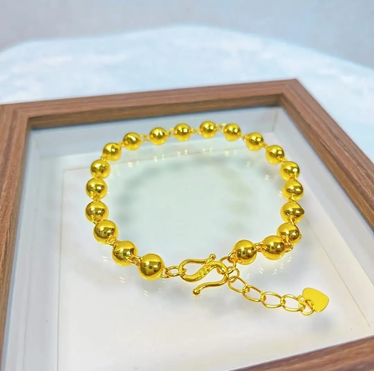 铜合金手链 铜合金手链经典珠珠光面手链简约大气时尚百搭实心