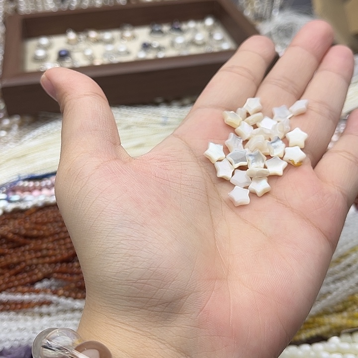 玛瑙/玉髓未镶嵌珠宝半成品10个8mm左右白蝶贝五星