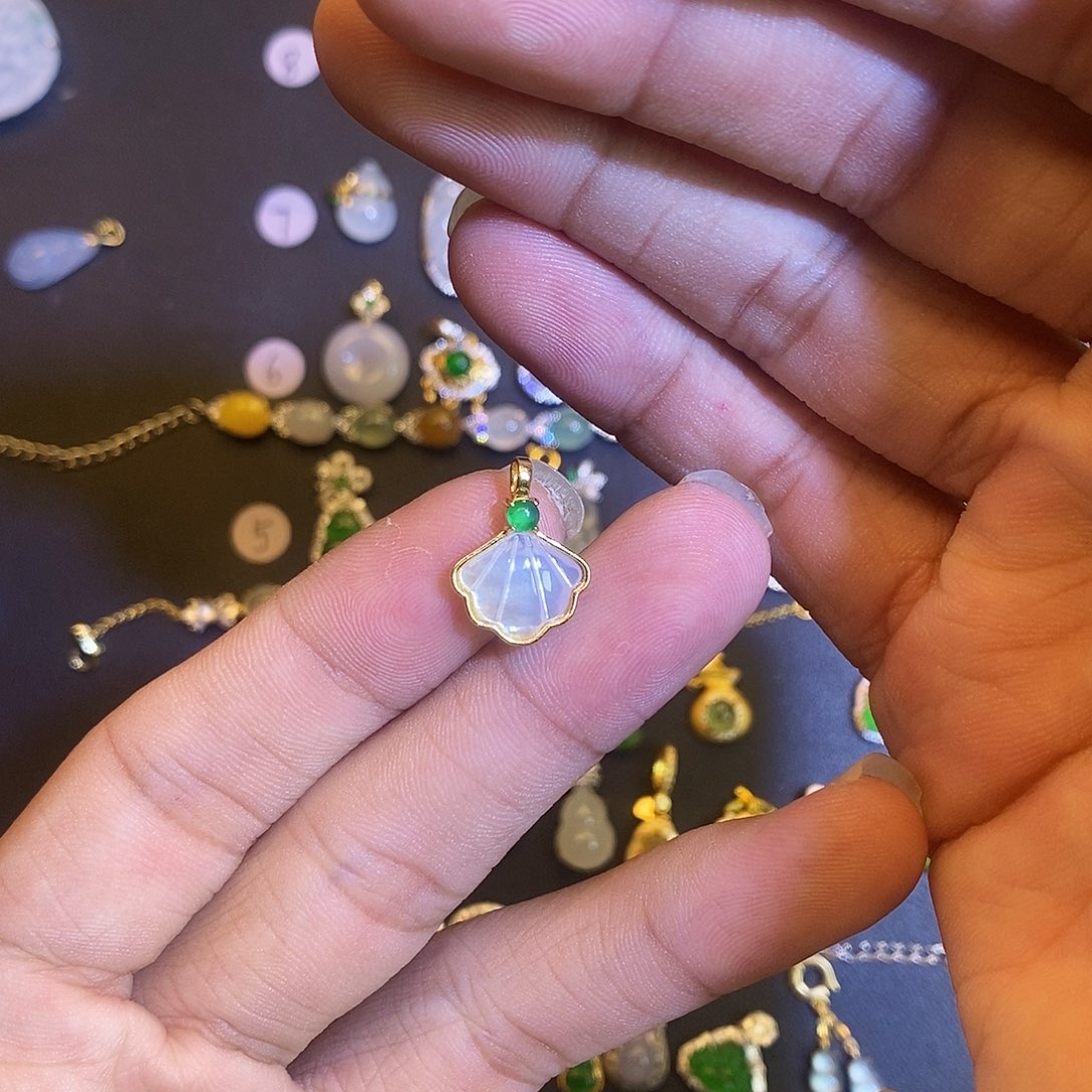 吊坠(不含链)银S925镶嵌翡翠