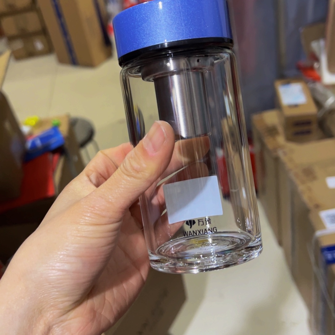 U161A蓝色单层烫手玻璃杯300ml