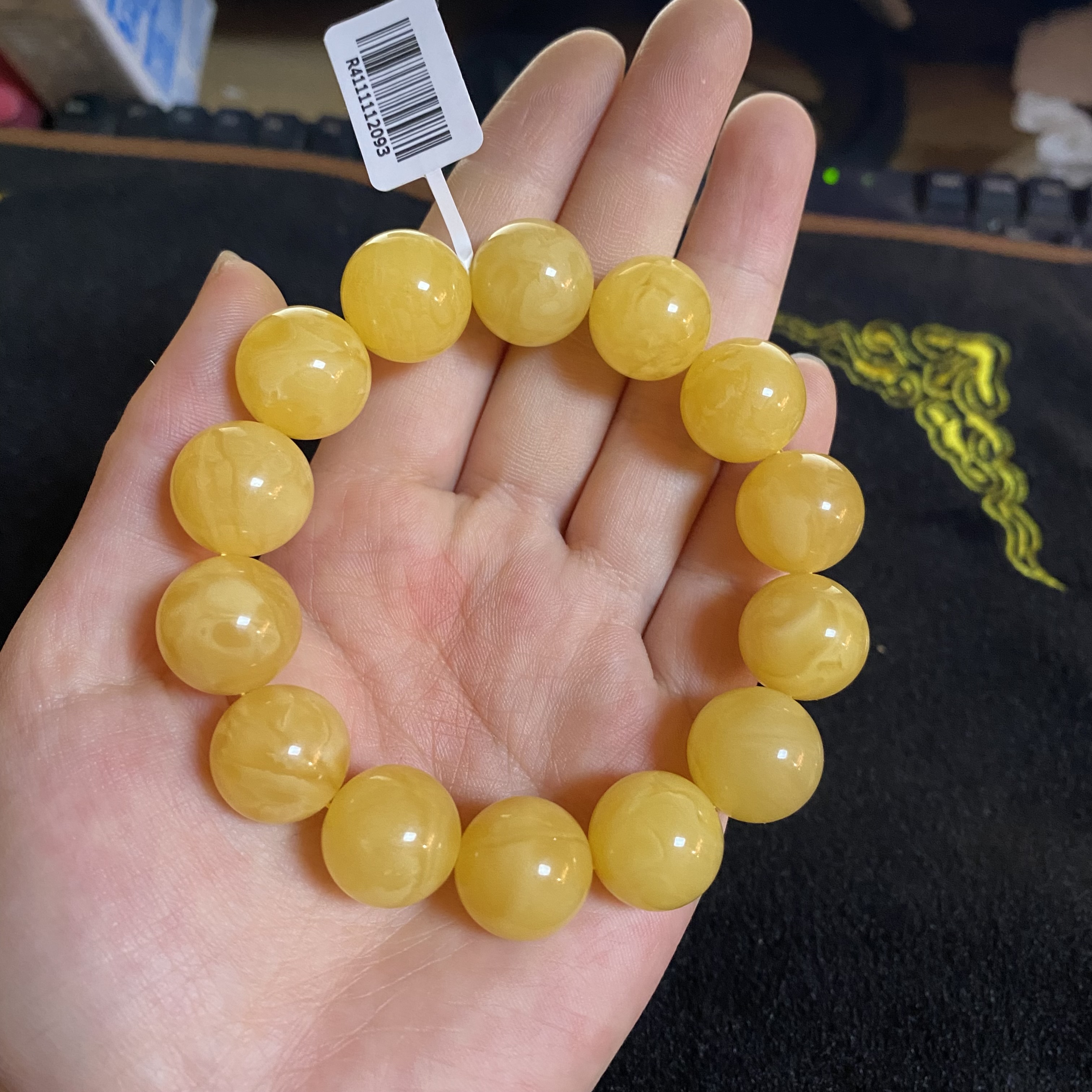 txz077天然蜜蜡圆珠手串