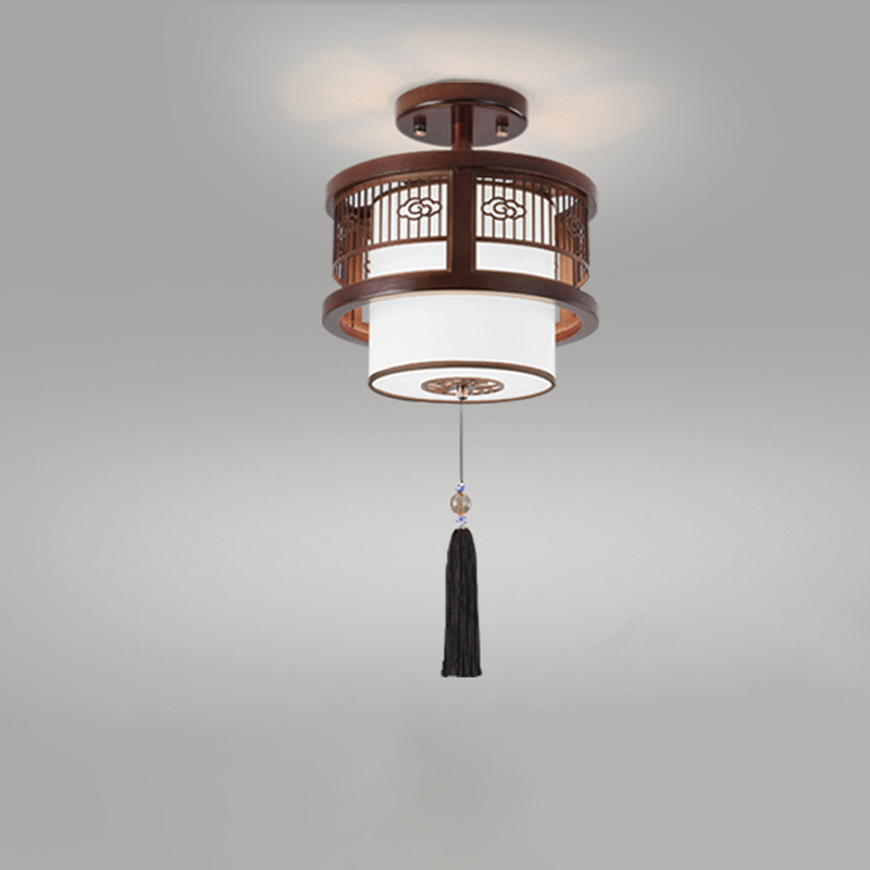 新中式实木过道走廊灯仿古入户阳台玄关中国风书房卧室餐厅吸吊灯