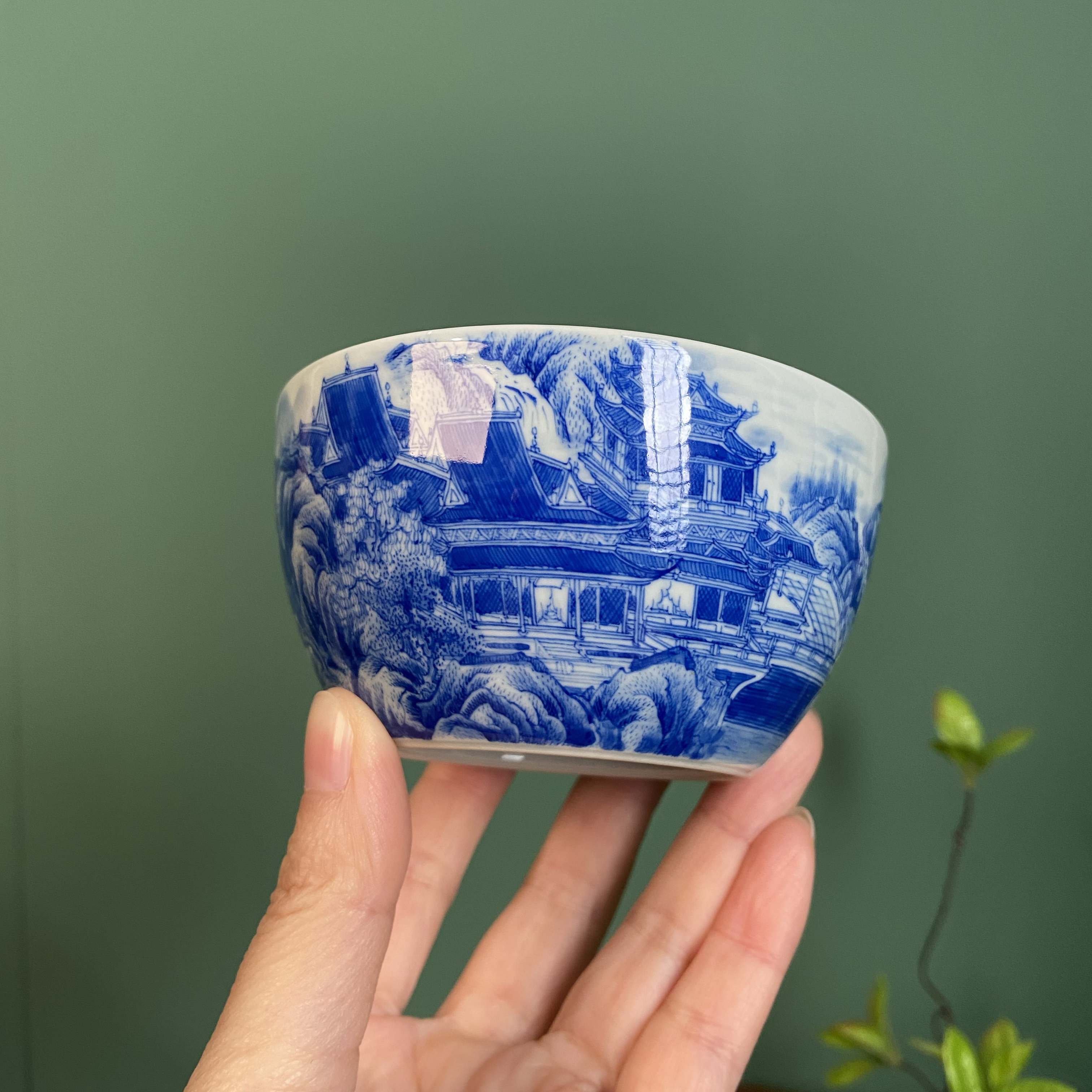 【九茗珍藏】志明老师重工亭台楼阁大缸杯  手工手绘容量130毫升
