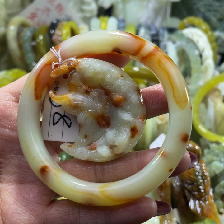 岫玉未镶嵌手镯57.58