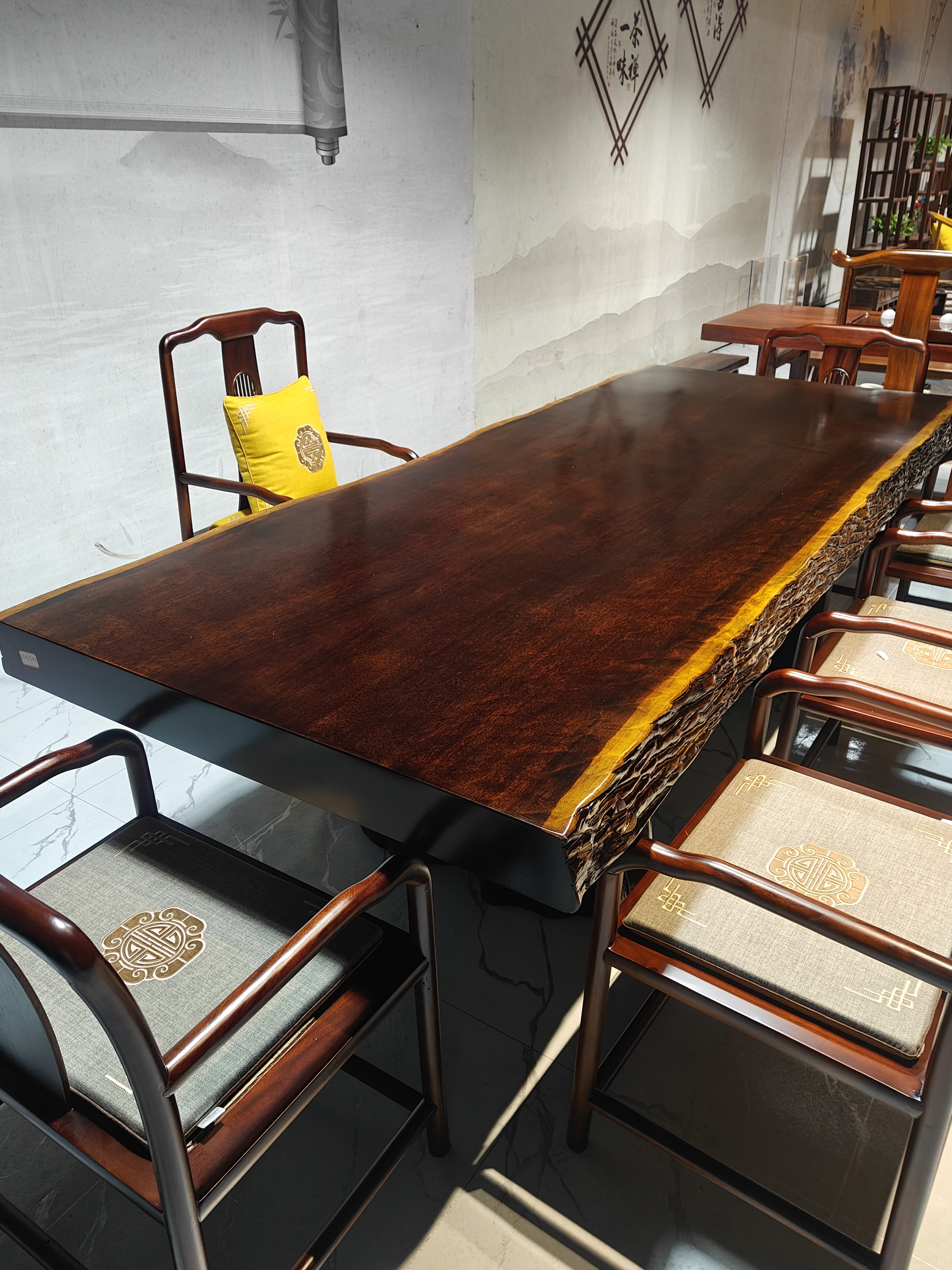 1桌6椅260-108-10.3单桌子实木大板桌整板独板茶桌餐桌书桌办公桌