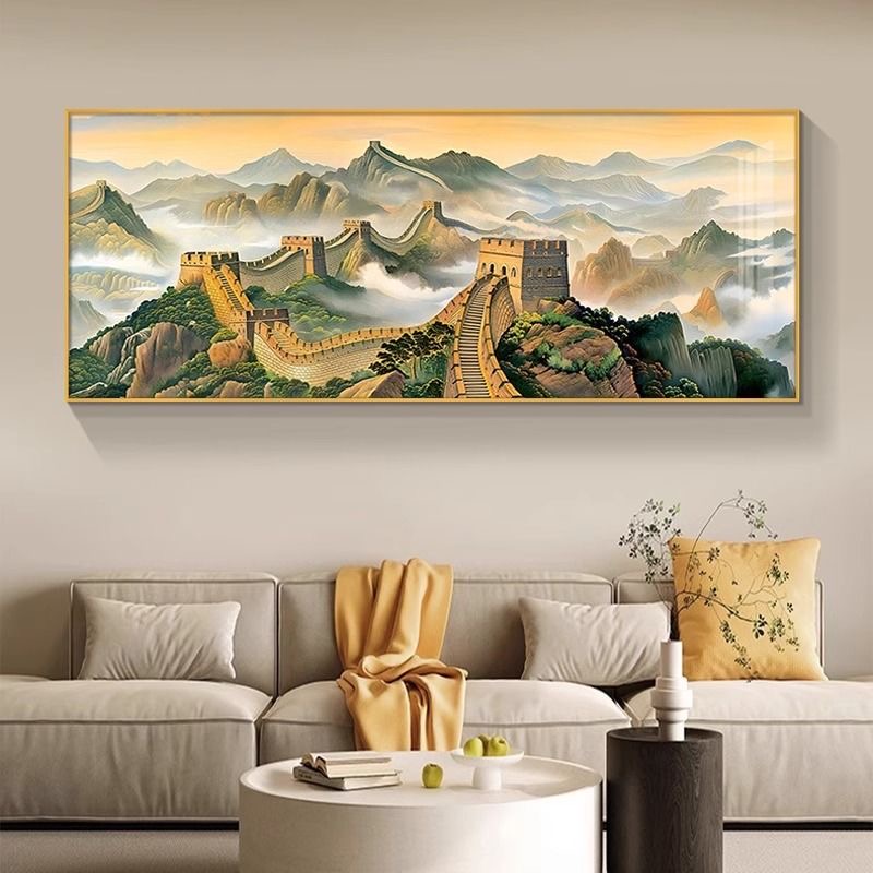 万里长城画靠山图客厅高档大气办公室沙发背景装饰挂画
