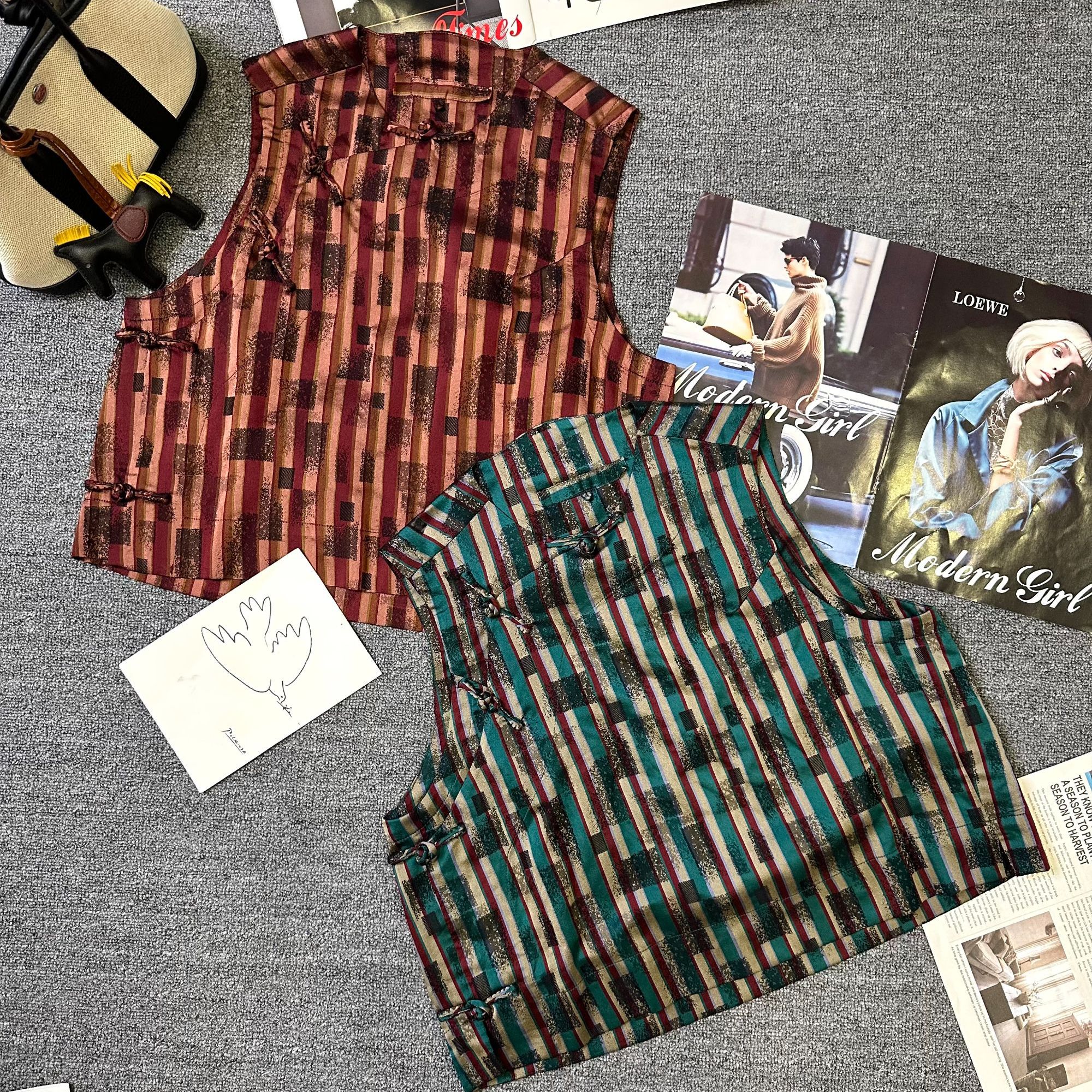 辰曦同款【黄昏】高定款新中式醋酸斜襟马甲