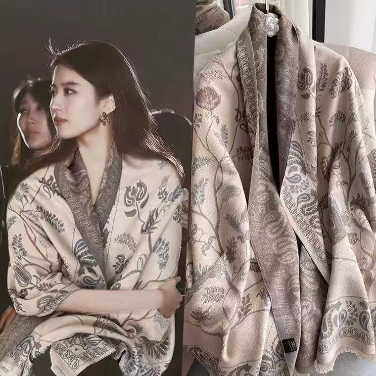 vieny神仙姐姐厚款丝巾披风披肩教师轻奢时尚