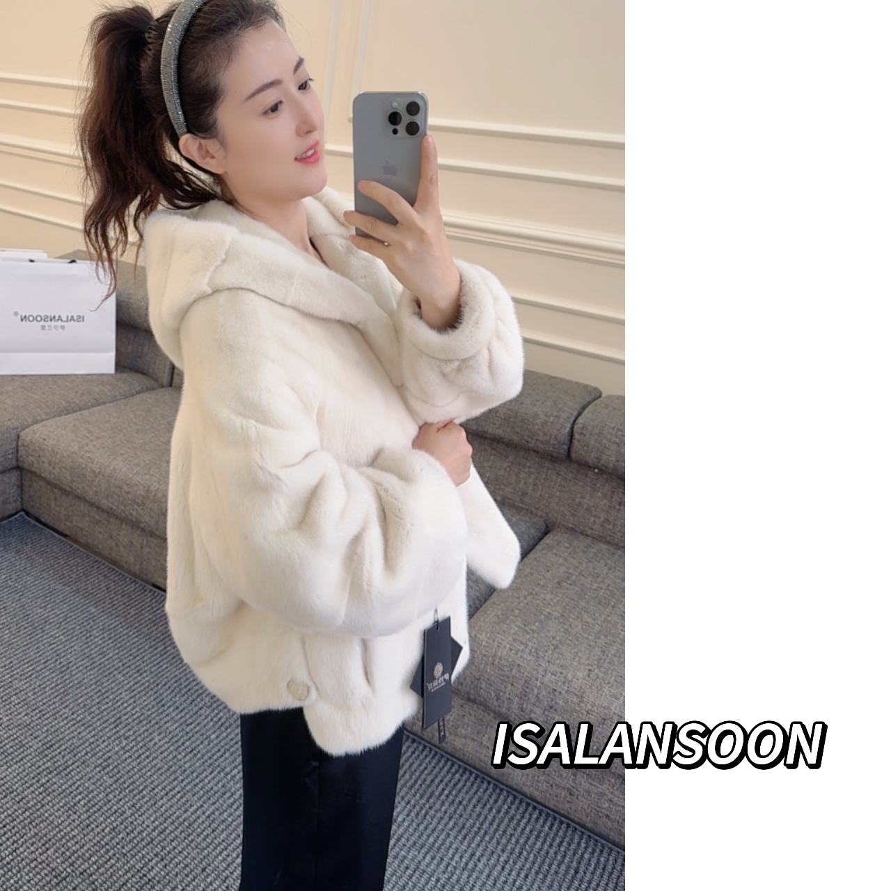 ISALANSOON FURS “米兰风向” 进口紫标级横排工艺水貂外套女