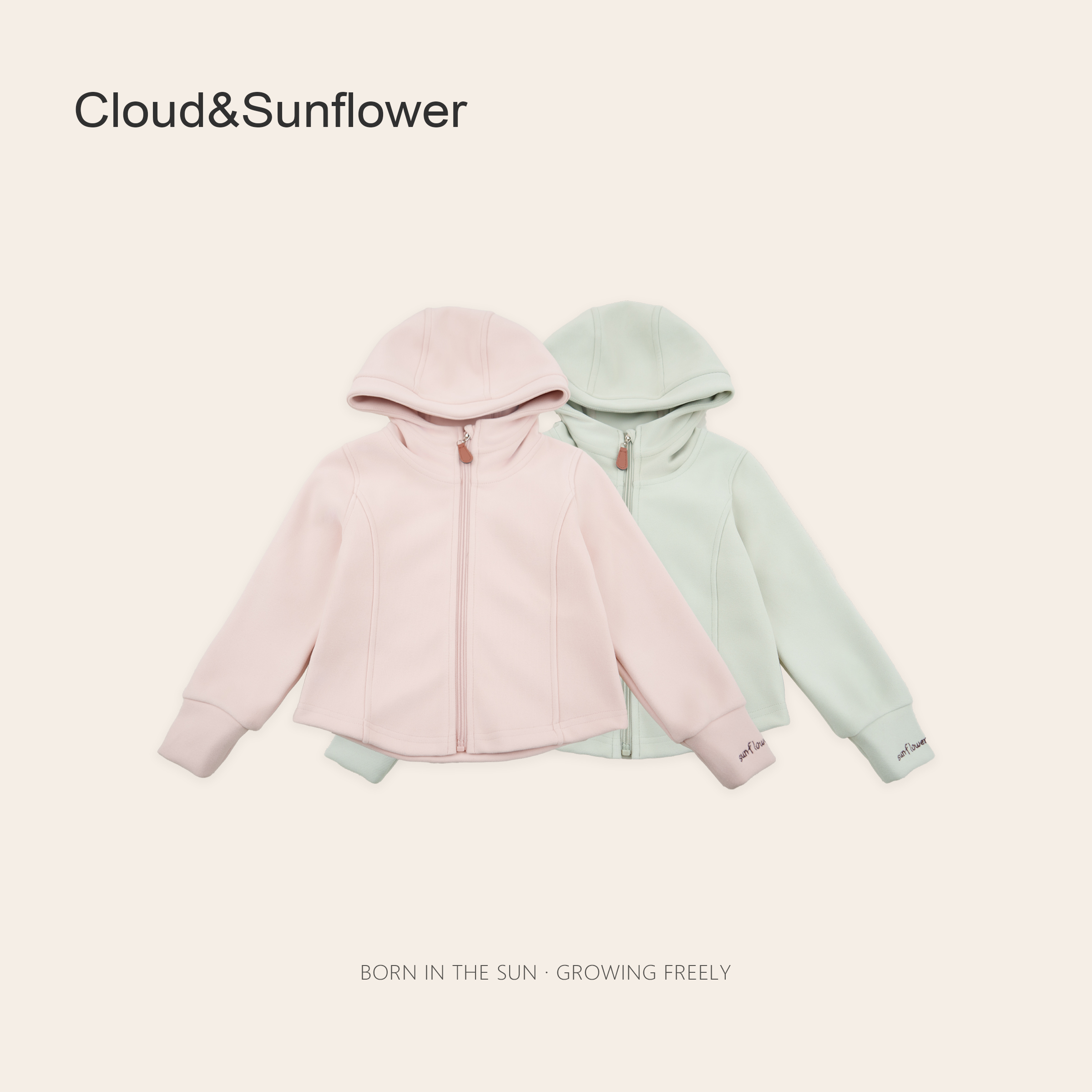 女童春季原韩D纯色拉链款连帽休闲外套1113524