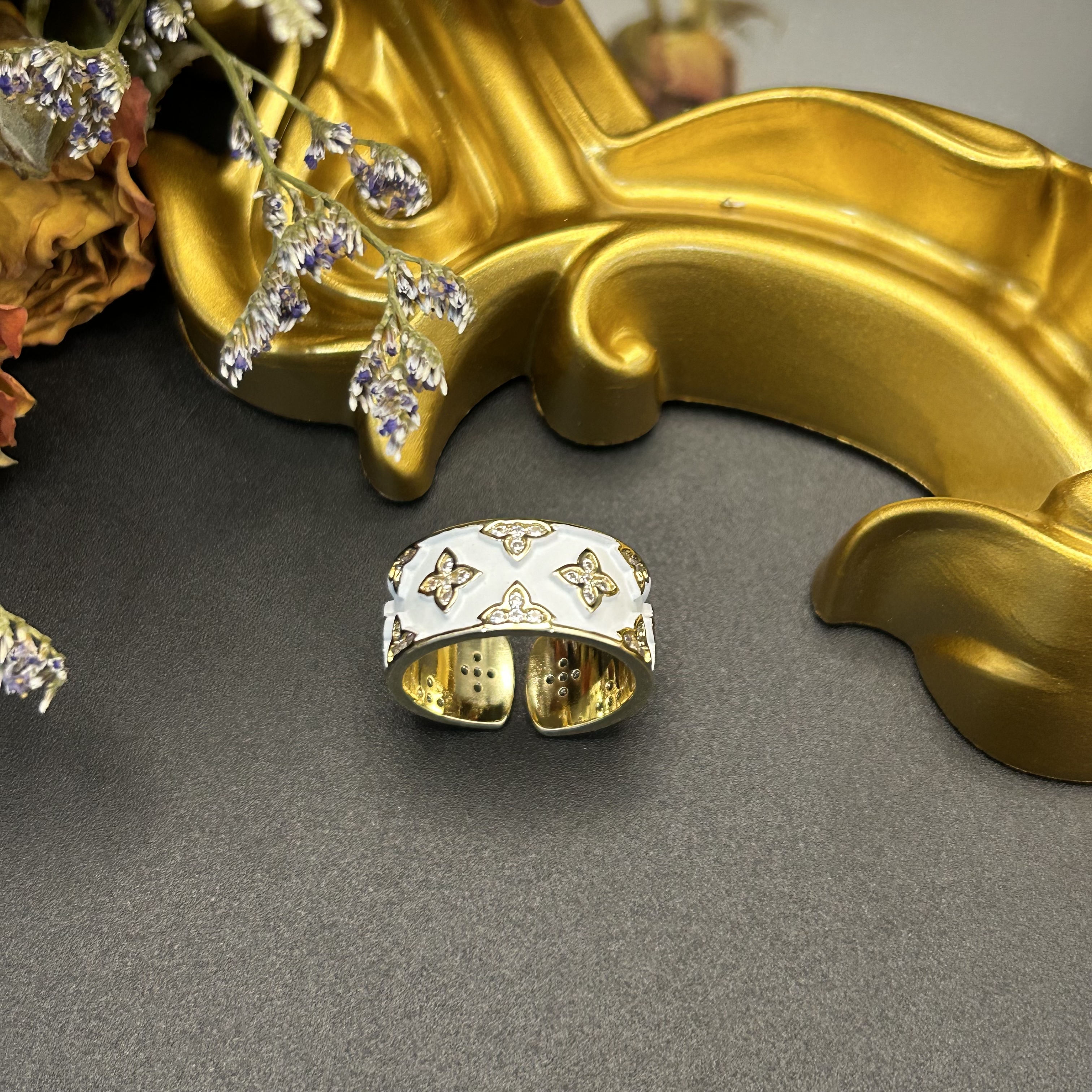 铜合金戒指 【077】时尚洋气小香风戒指女小众轻奢时尚气质开口指环