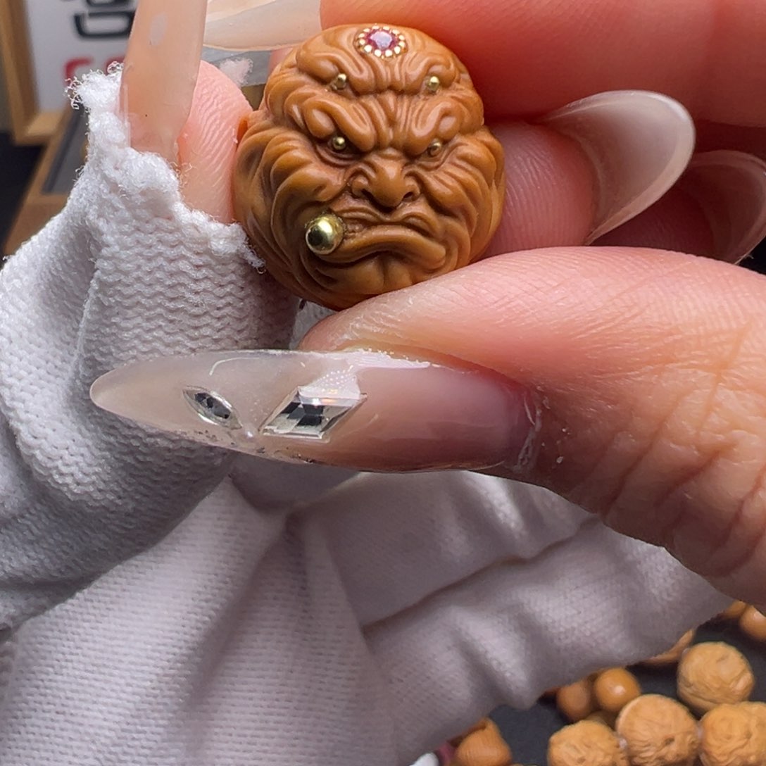 文玩核桃把件镶嵌款四目烟鬼17➕全品全品有正常封口线