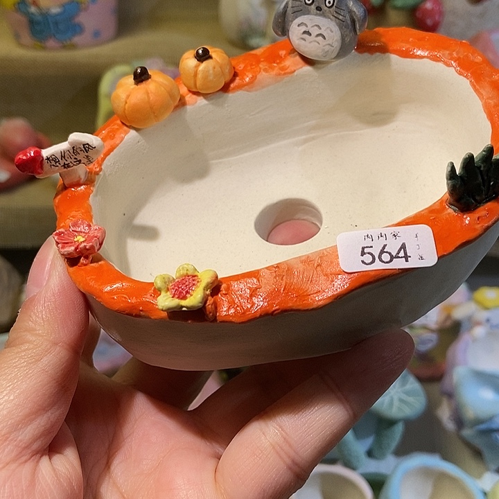 564 手工手绘花盆满29包邮
