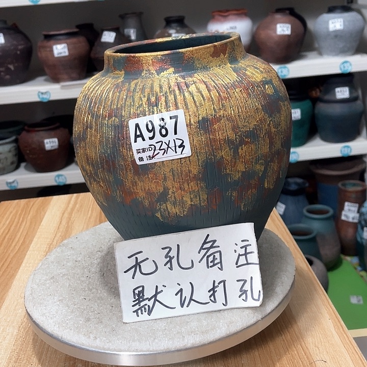 红陶手工制作工艺花盆