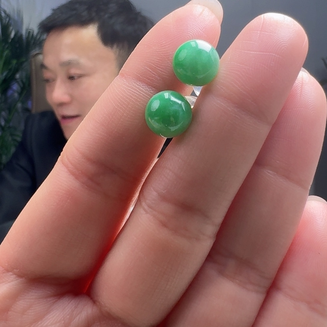 翡翠耳饰18K金镶嵌堂天然