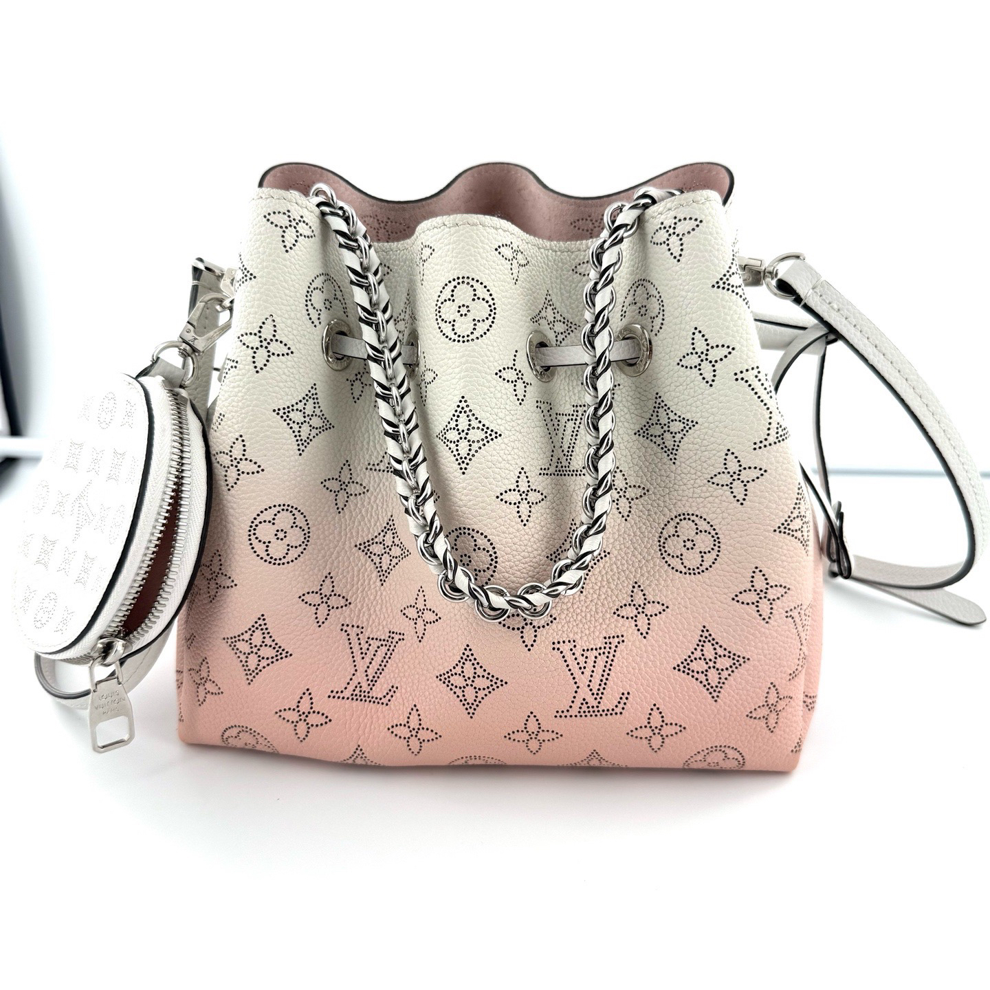 99新 LouisVuitton/路易威登 芯片款bella月光女神包 渐变粉L7092