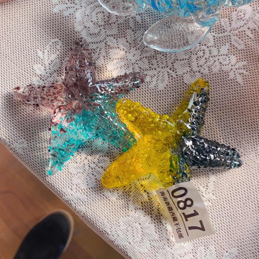 琉璃0817两只海星 花瓶摆件