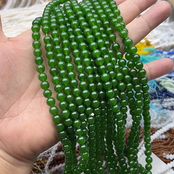 玛瑙/玉髓未镶嵌珠宝半成品2条6mm左右碧玉