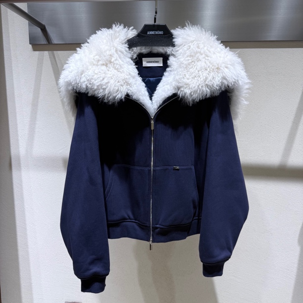 ANNENONO｜新款白毛毛领外套144