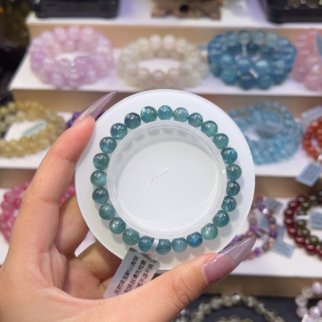 手串未镶嵌水晶?****糖蓝绿晶7mm