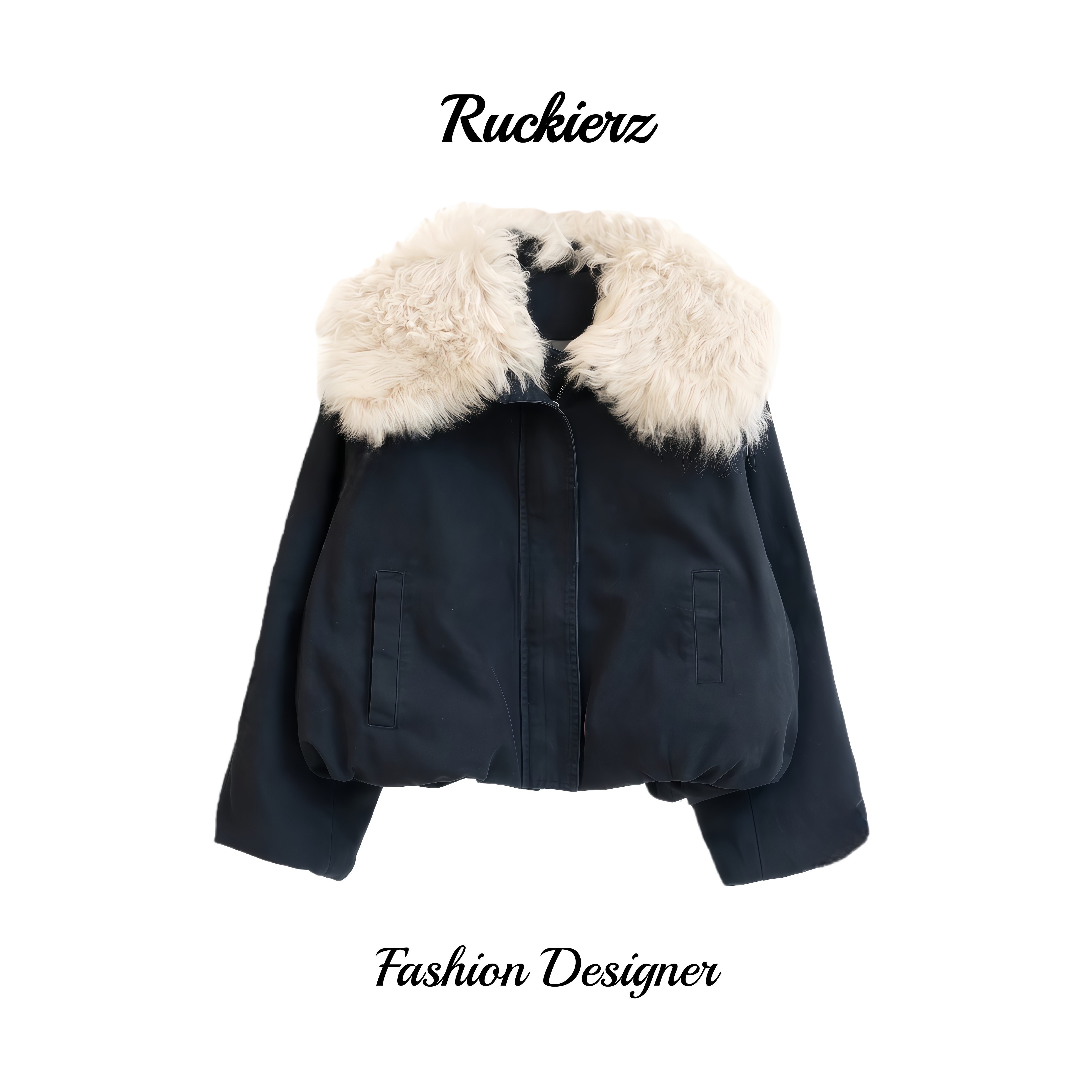 Ruckierz韩版复古港风大翻领长袖厚款落肩袖短款鹅绒派克服#1383