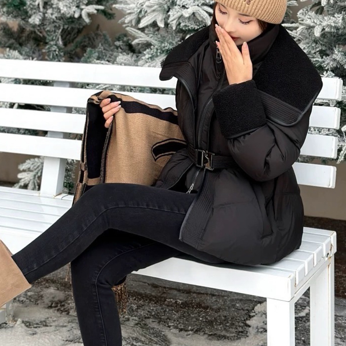 欧洲站国标羽绒服2025冬季新款时尚大翻领收腰女加厚保暖小个子潮