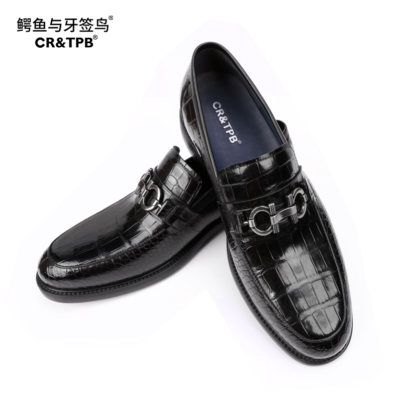 鳄鱼与牙签鸟鳄鱼真皮全鳄肚皮轻底缓震防滑休闲商务鞋 EZ242302A