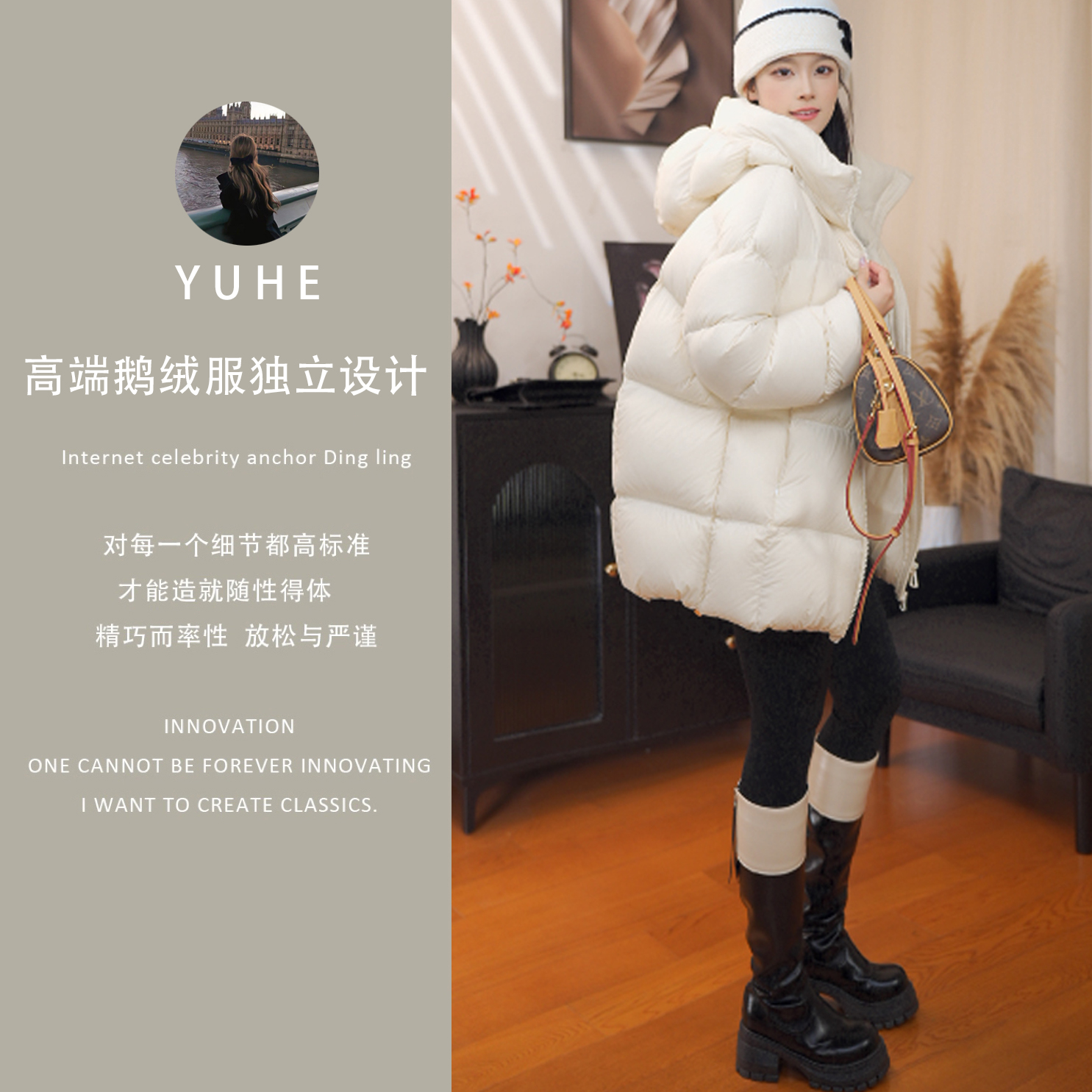 【高品质版】90白鹅绒2025冬新款泡芙连帽宽松羽绒服女显瘦加厚保暖