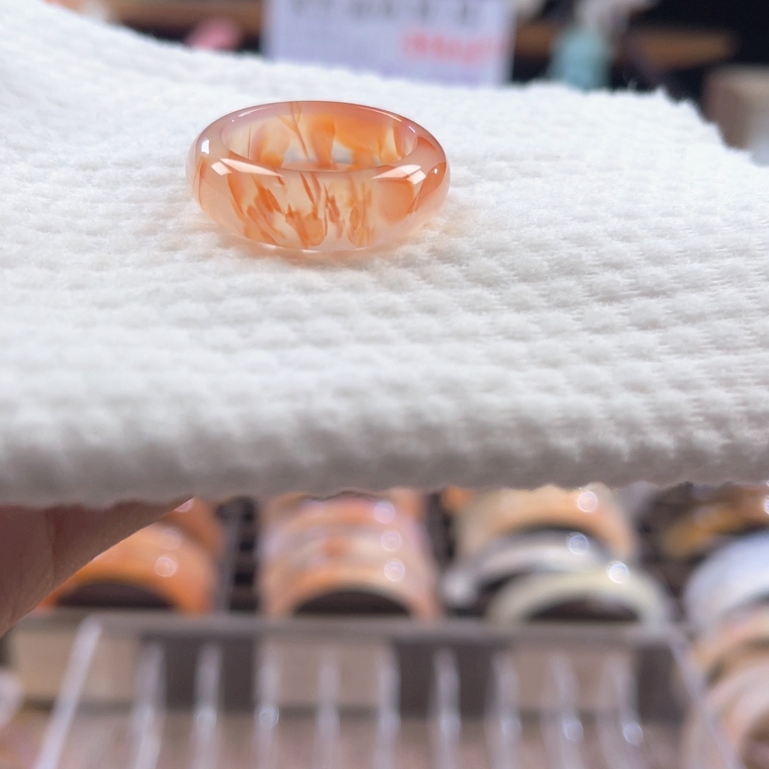 手镯玛瑙/玉髓合金红龙纹戒圈 内径19.6