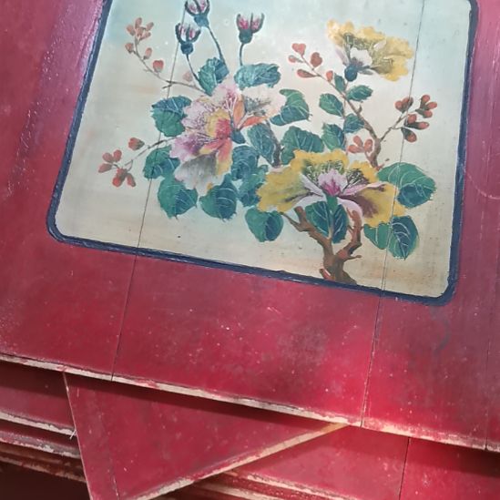 古***坊香榧木老木雕花版六片
